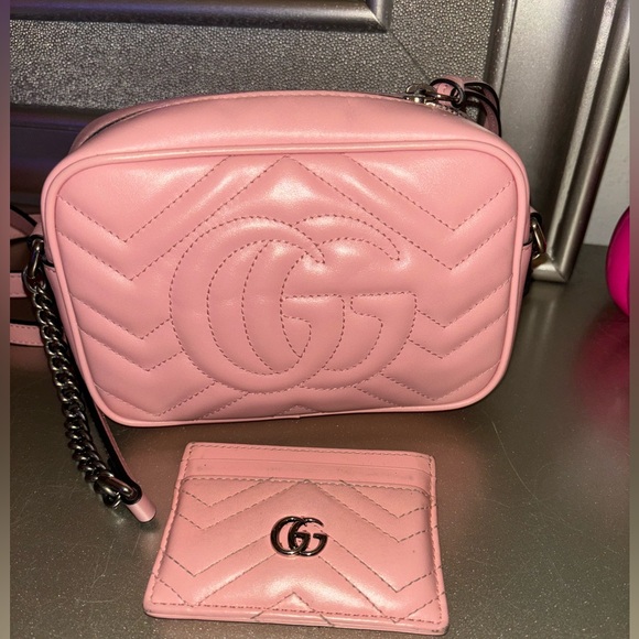Gucci Marmont pink mini bag with matching wallet pink - Picture 2 of 3